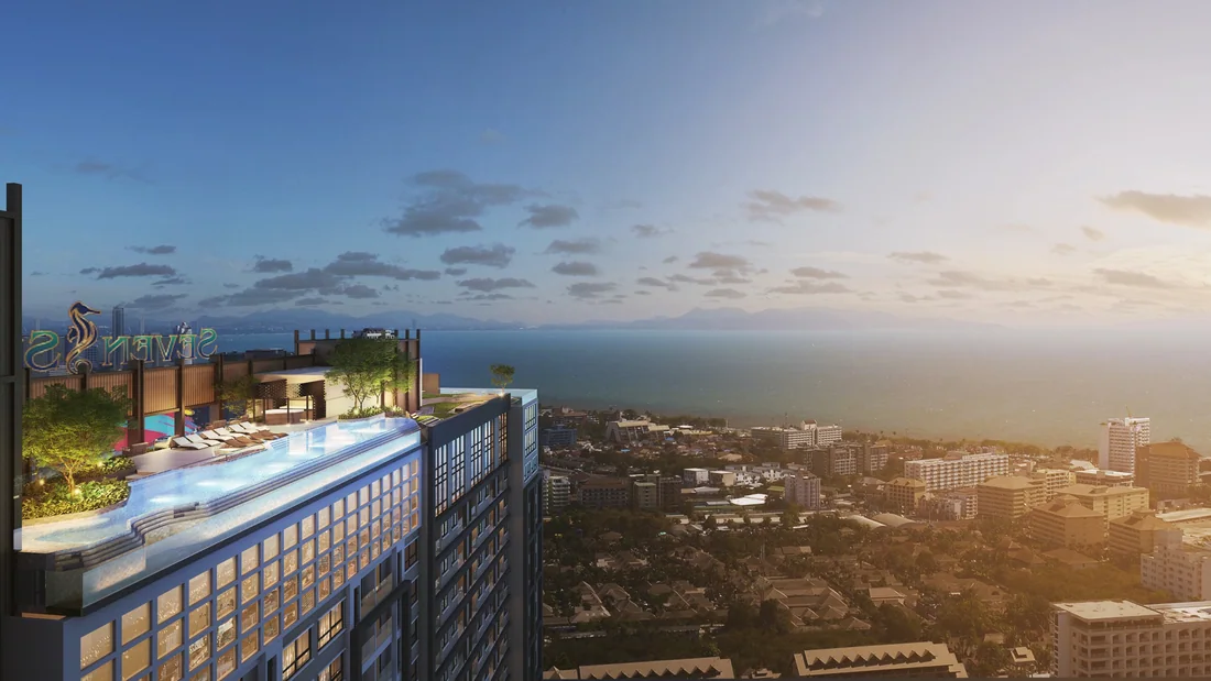 Seven Seas Le Carnival resort-style condo development with rooftop sky pool, Jomtien, Pattaya
