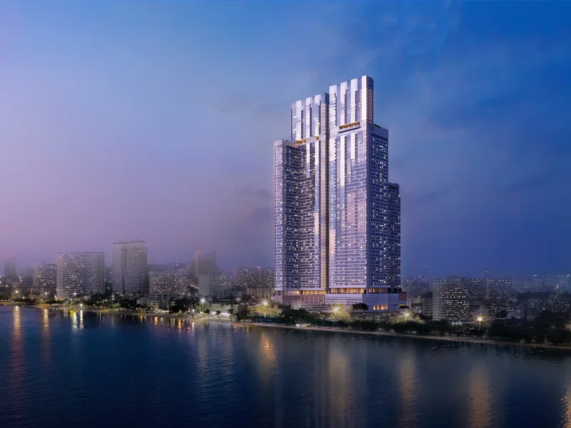 Skypark Lucean seaview tower at twilight, Jomtien, Pattaya