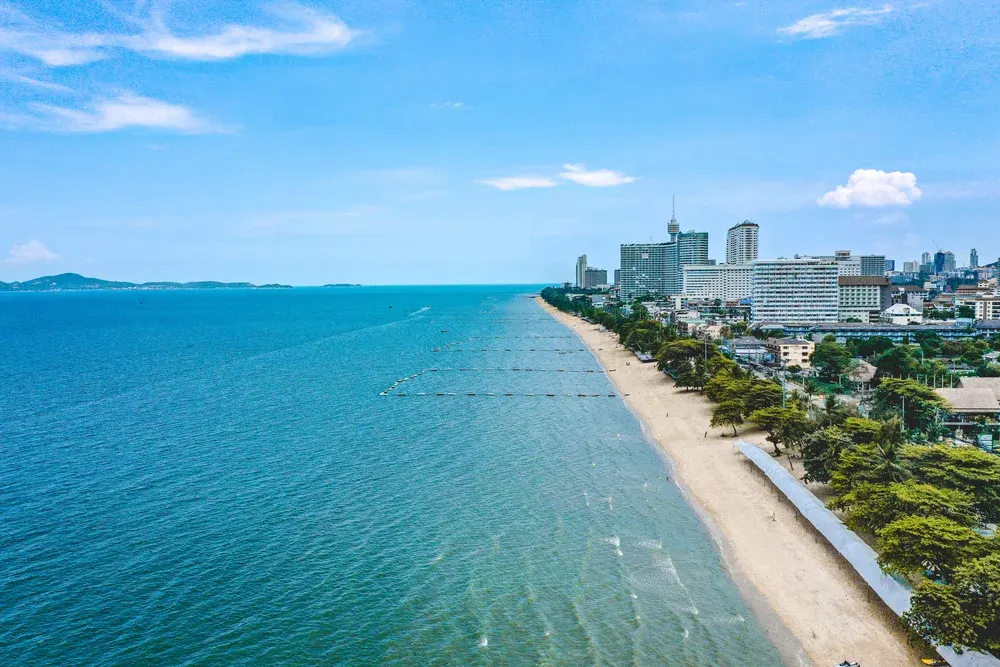 Jomtien Beach and its long stretch of open sand