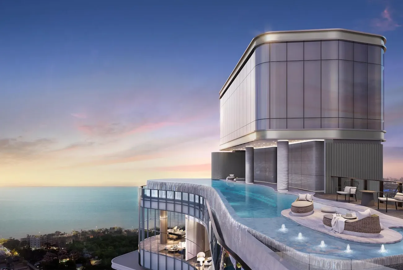 Rooftop Cloud Club sky pool at sunset, Aquarous