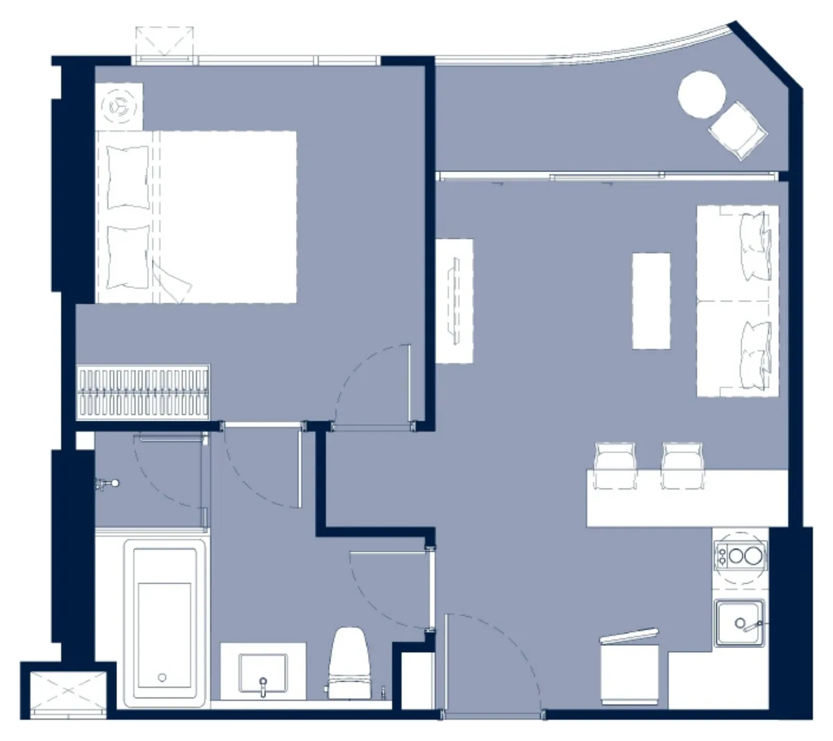 Aquarous 1 bedroom Deluxe Suite 50 sqm floor plan