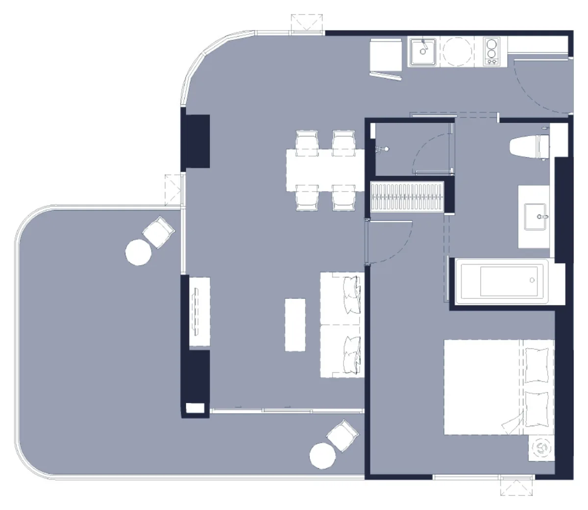 Aquarous 1 bedroom Deluxe Suite 73 sqm floor plan