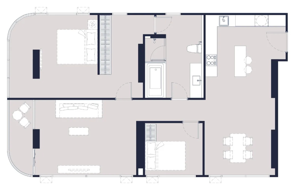 Aquarous 2 bedroom Executive Suite 112 sqm floor plan
