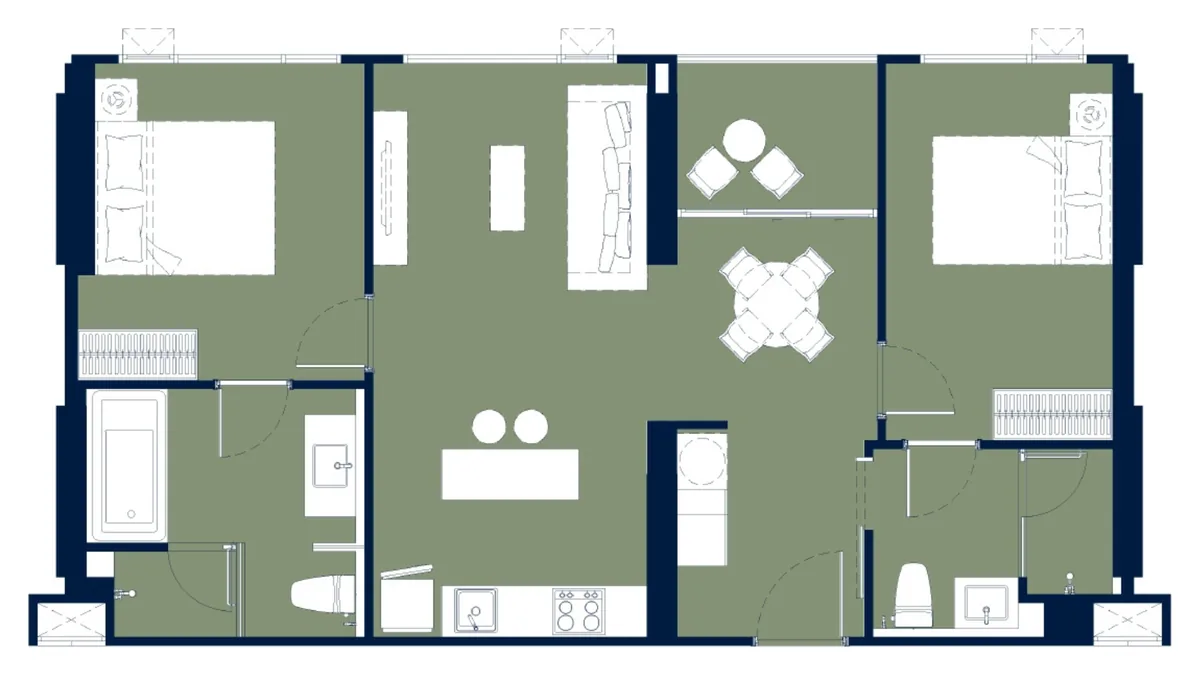 Aquarous 2 bedroom Executive 80 sqm floor plan