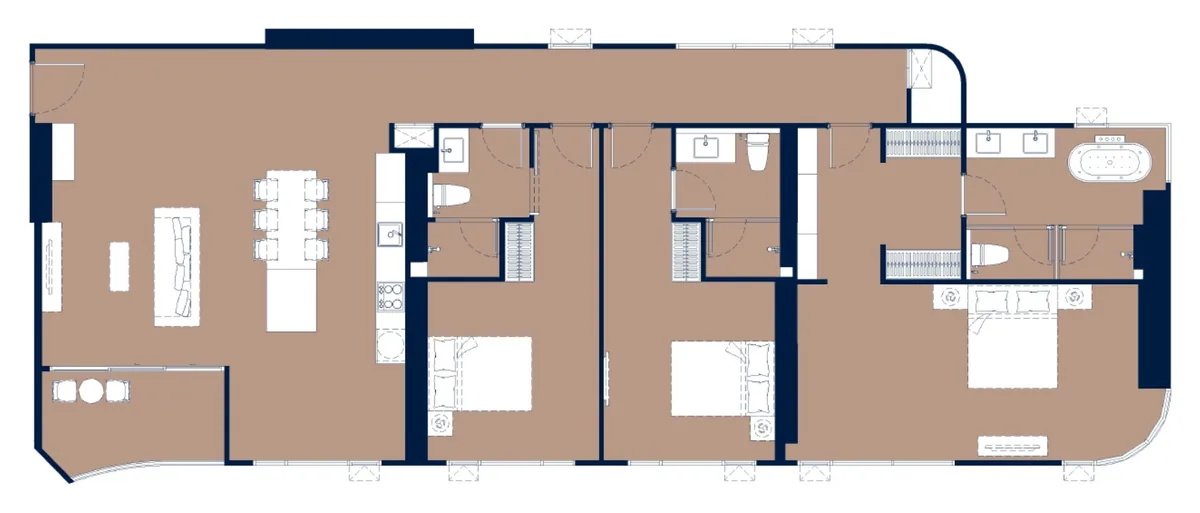 Aquarous 3 bedroom Premier Suite 174 sqm floor plan