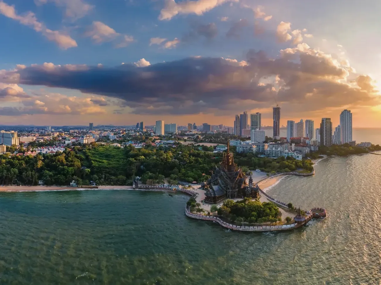 Naklua headland and Wongamat coastline at sunset, Pattaya
