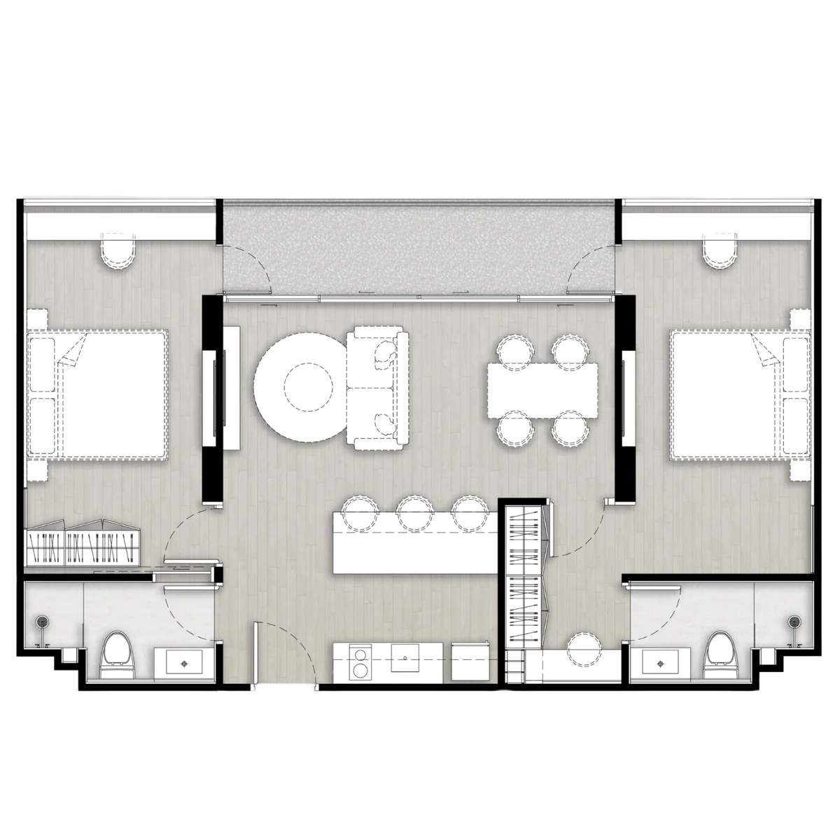2 bedroom 80 sqm pool access floor plan