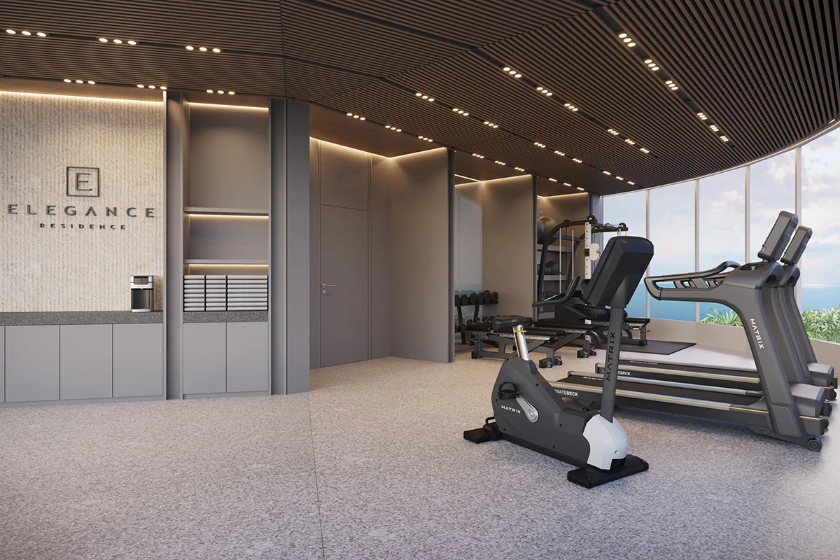 Fitness centre with floor-to-ceiling sea-facing glazing