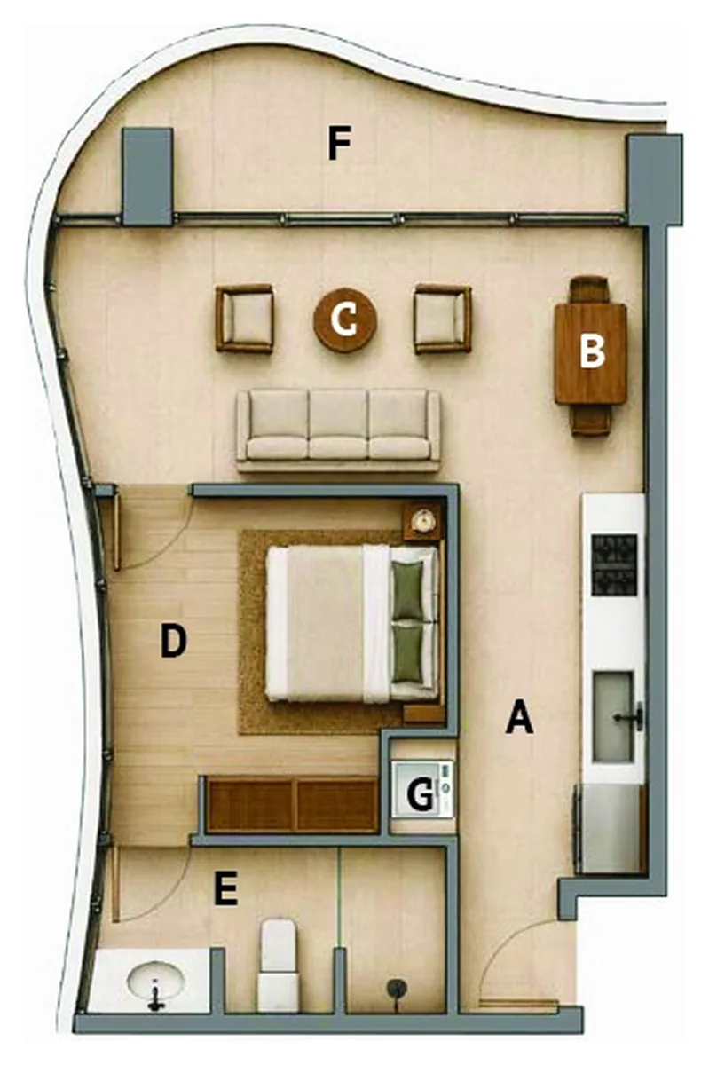 Elegance Residence 1 bedroom 57 sqm floor plan, type A4