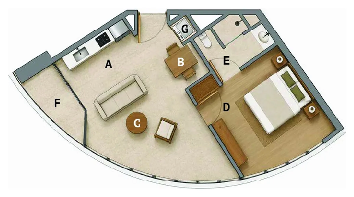 Elegance Residence 1 bedroom 47 sqm floor plan, type A6