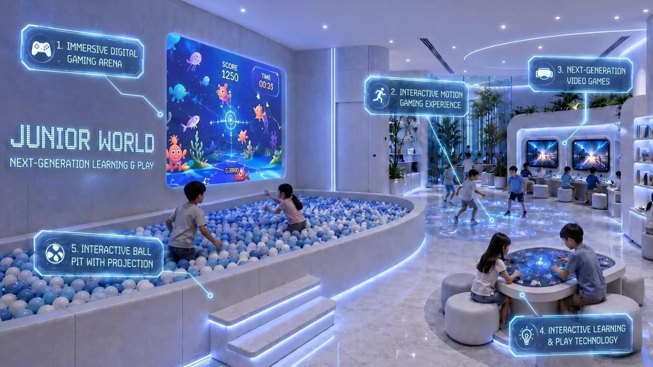 Junior World kids club with interactive gaming arena, Embassy World