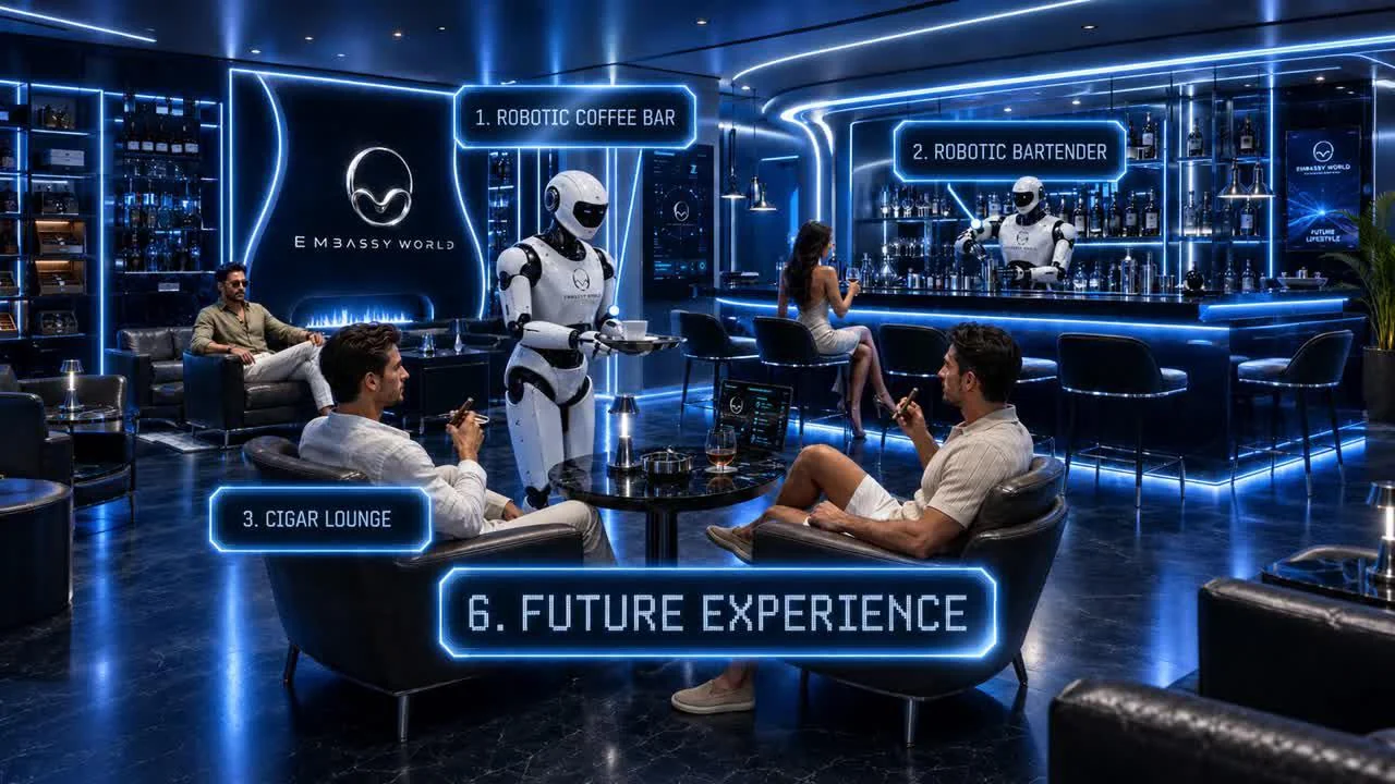 Robotic bar and cigar lounge, Embassy World