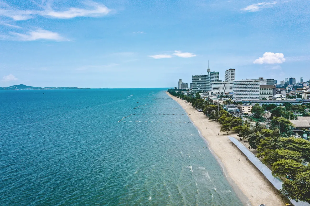Jomtien coastline aerial, Pattaya