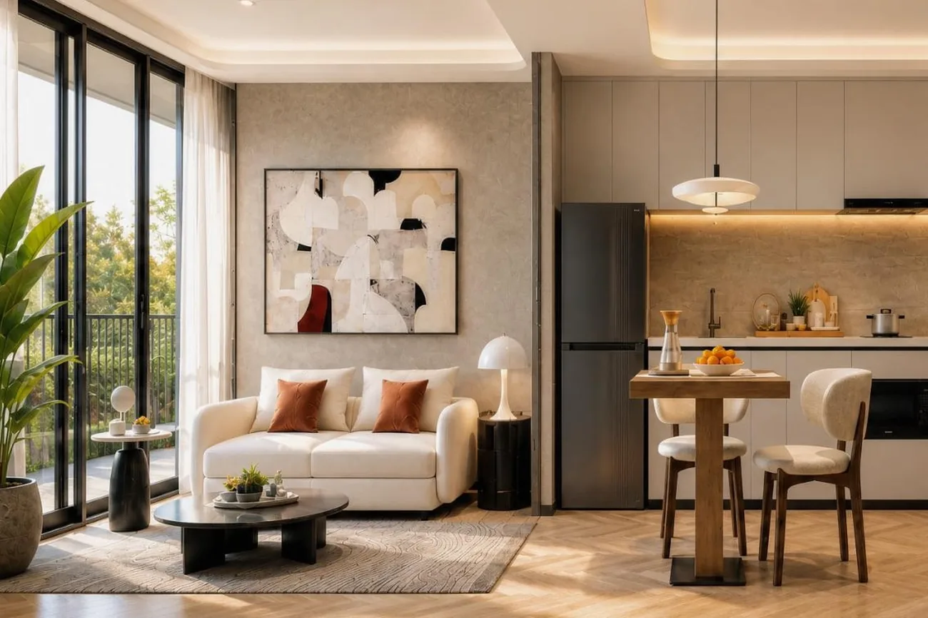 Living space with balcony