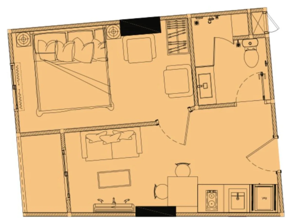 1 bedroom 30 sqm floor plan