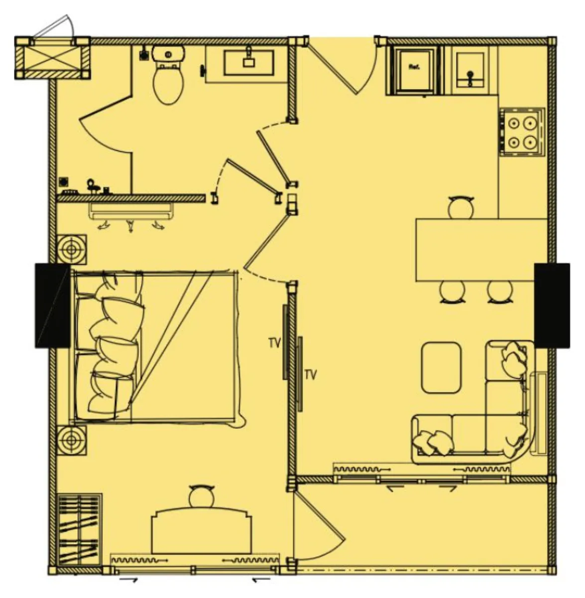 1 bedroom 39 sqm floor plan