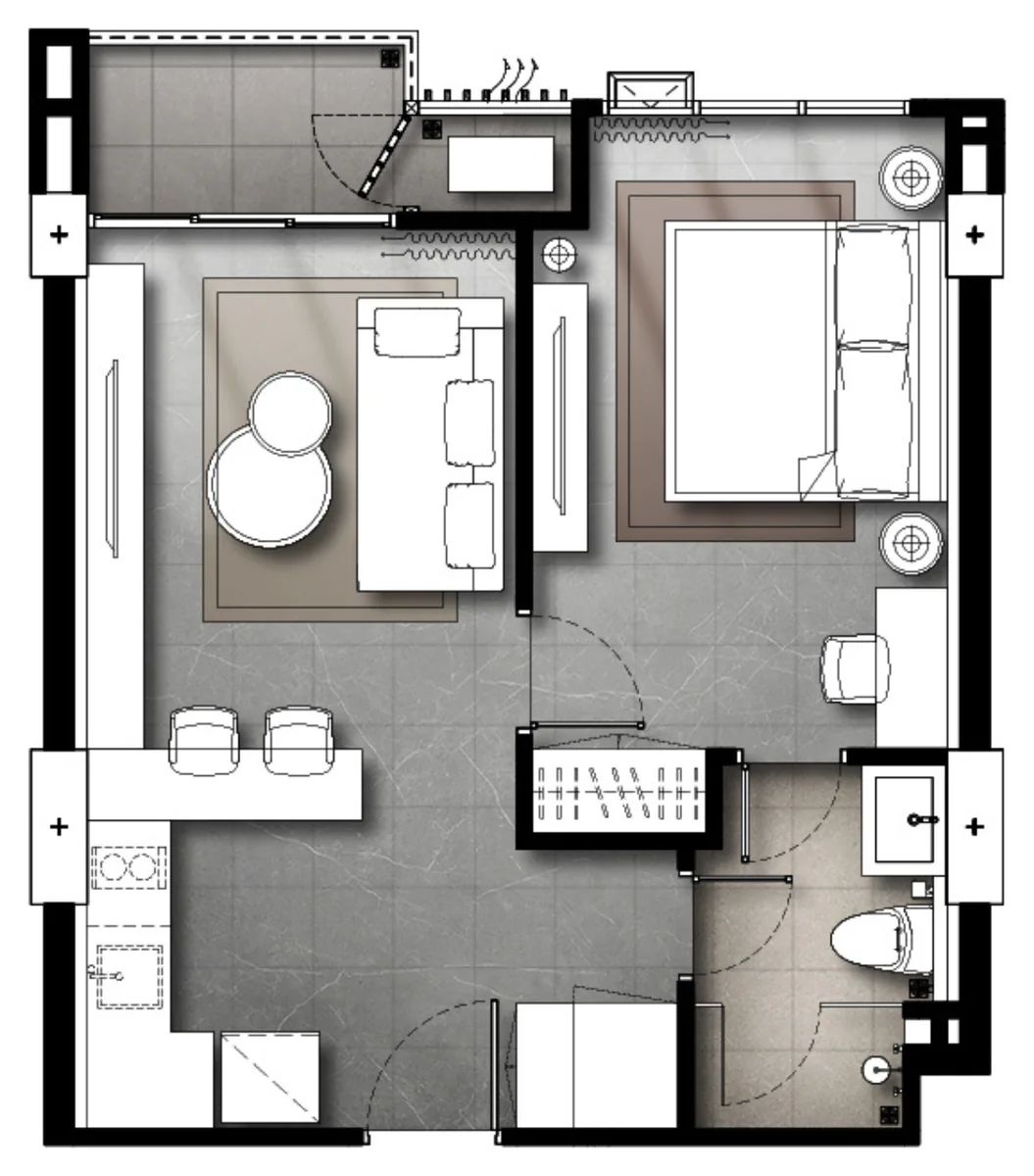 The Panora Estuaria 1 bedroom 47 sqm floor plan