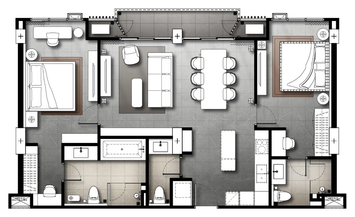 The Panora Estuaria 2 bedroom 101 sqm floor plan