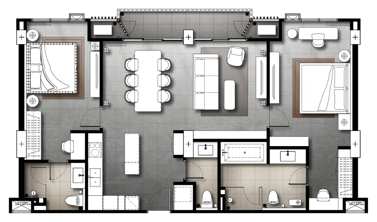 The Panora Estuaria 2 bedroom 106 sqm floor plan