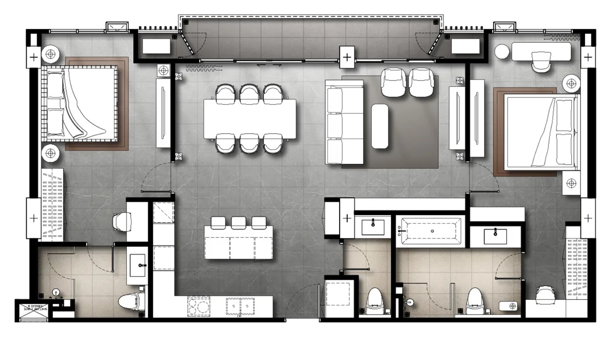 The Panora Estuaria 2 bedroom 118 sqm floor plan