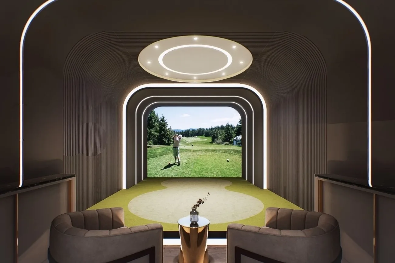 Golf simulator room at Pristine Park 3