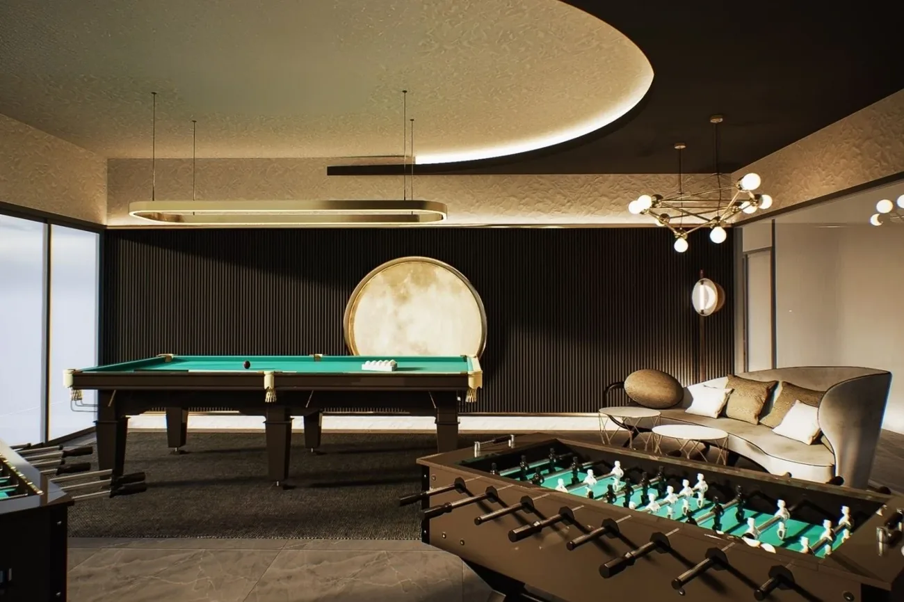 Games room with pool table and foosball at Pristine Park 3