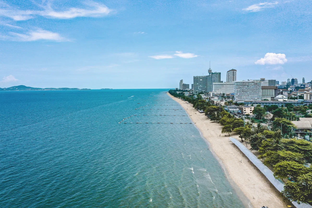 Jomtien coastline aerial, Pattaya