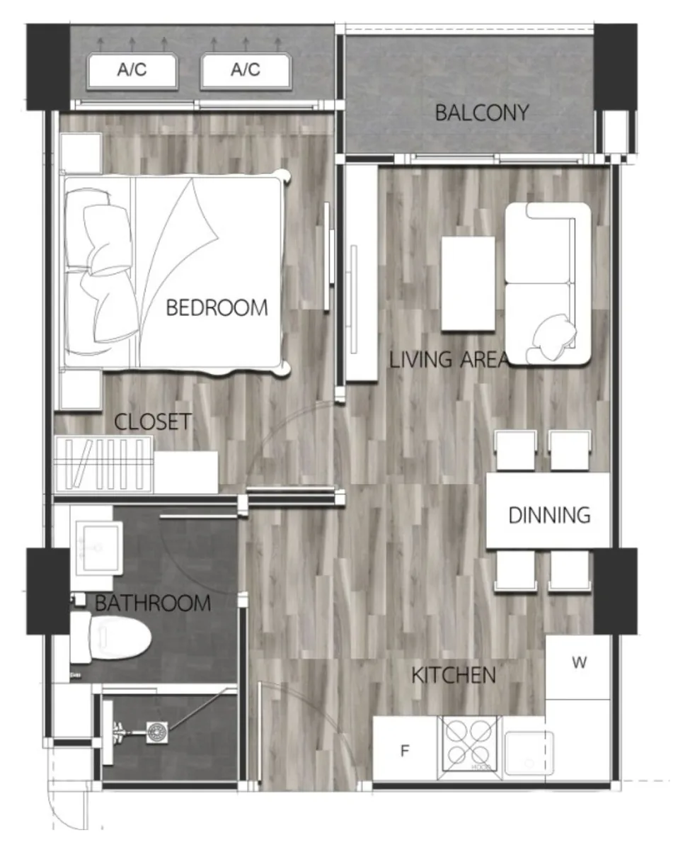 Pristine Park 3 1 bedroom 34 sqm floor plan