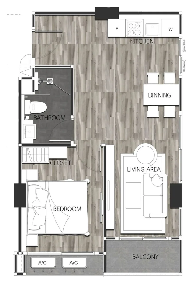 Pristine Park 3 1 bedroom 43 sqm floor plan
