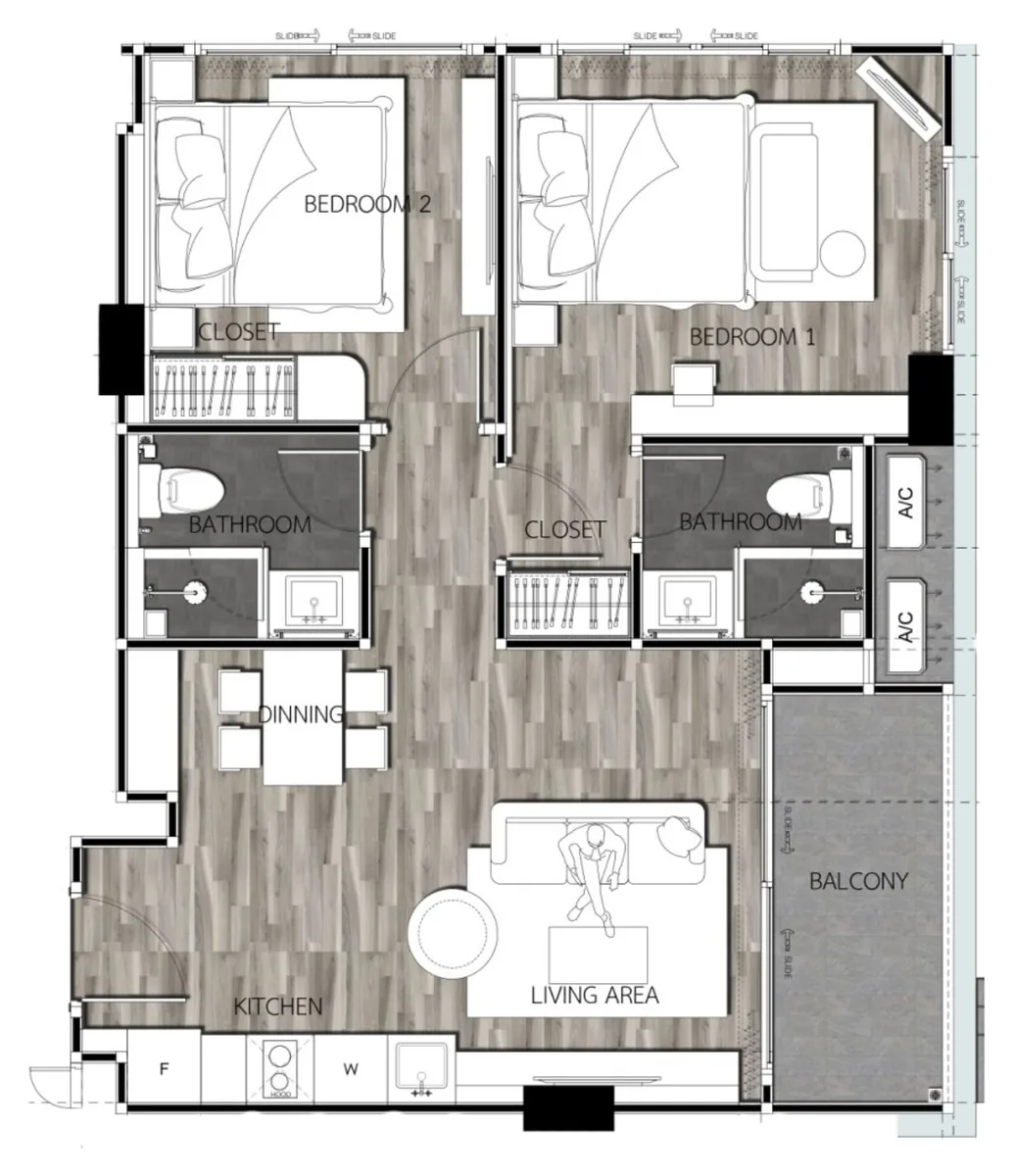 Pristine Park 3 2 bedroom 65.5 sqm floor plan