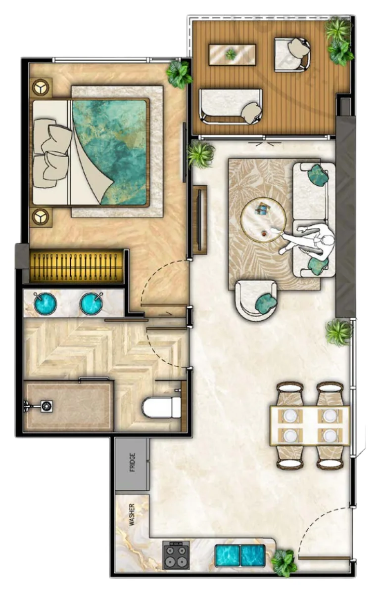 The Riviera Palm Beach 1 bedroom 49 sqm floor plan