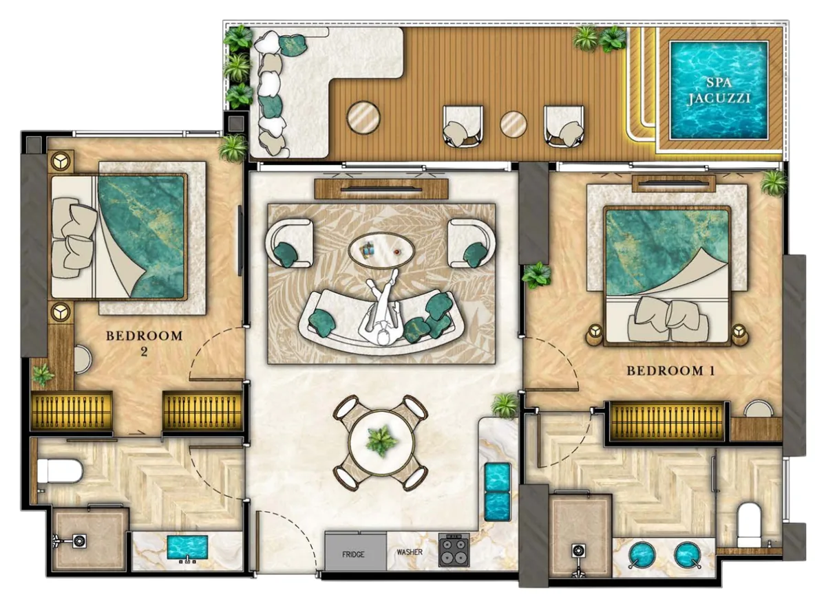 The Riviera Palm Beach 2 bedroom 85 sqm floor plan