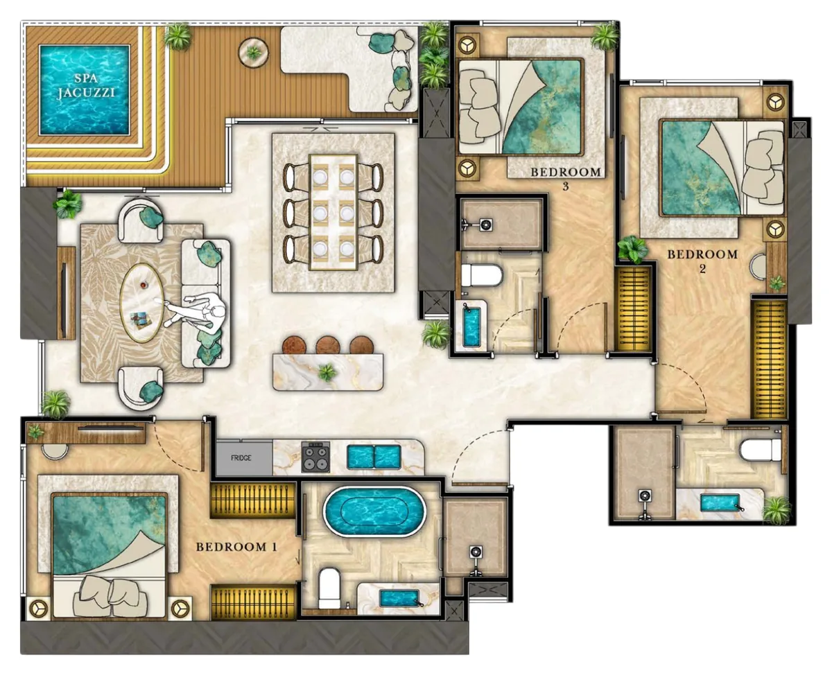 The Riviera Palm Beach 3 bedroom 104 sqm floor plan