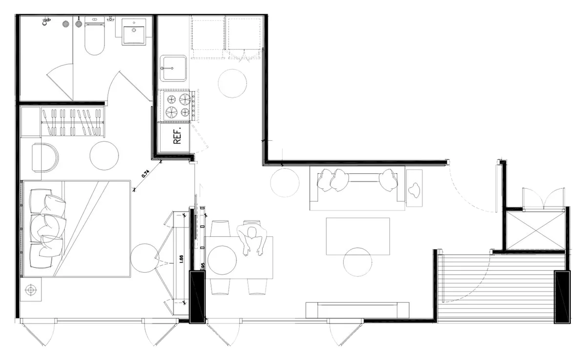 Sea Sky by Sands 1 bedroom 43.5 sqm floor plan