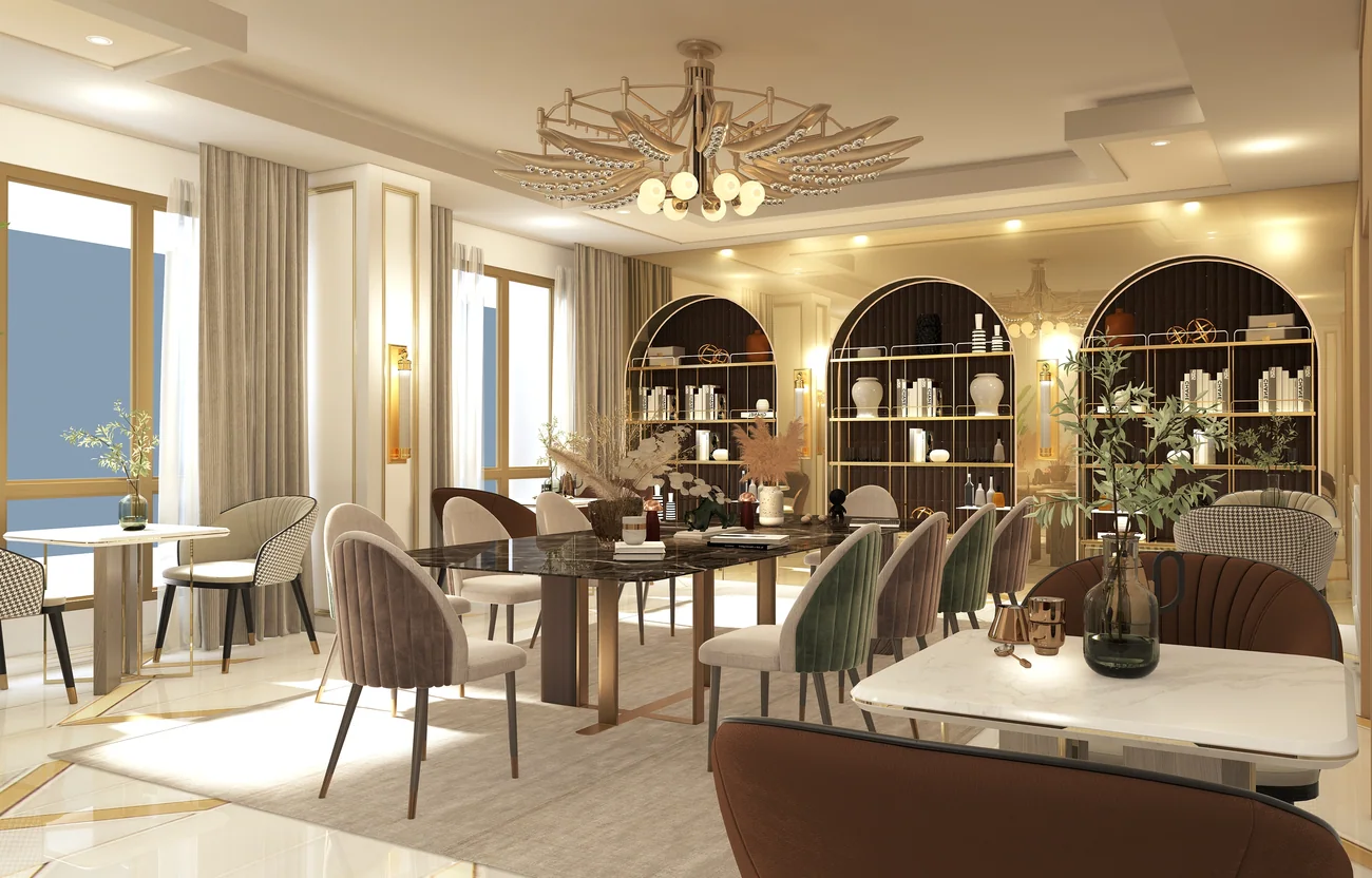 Co-working lounge and library