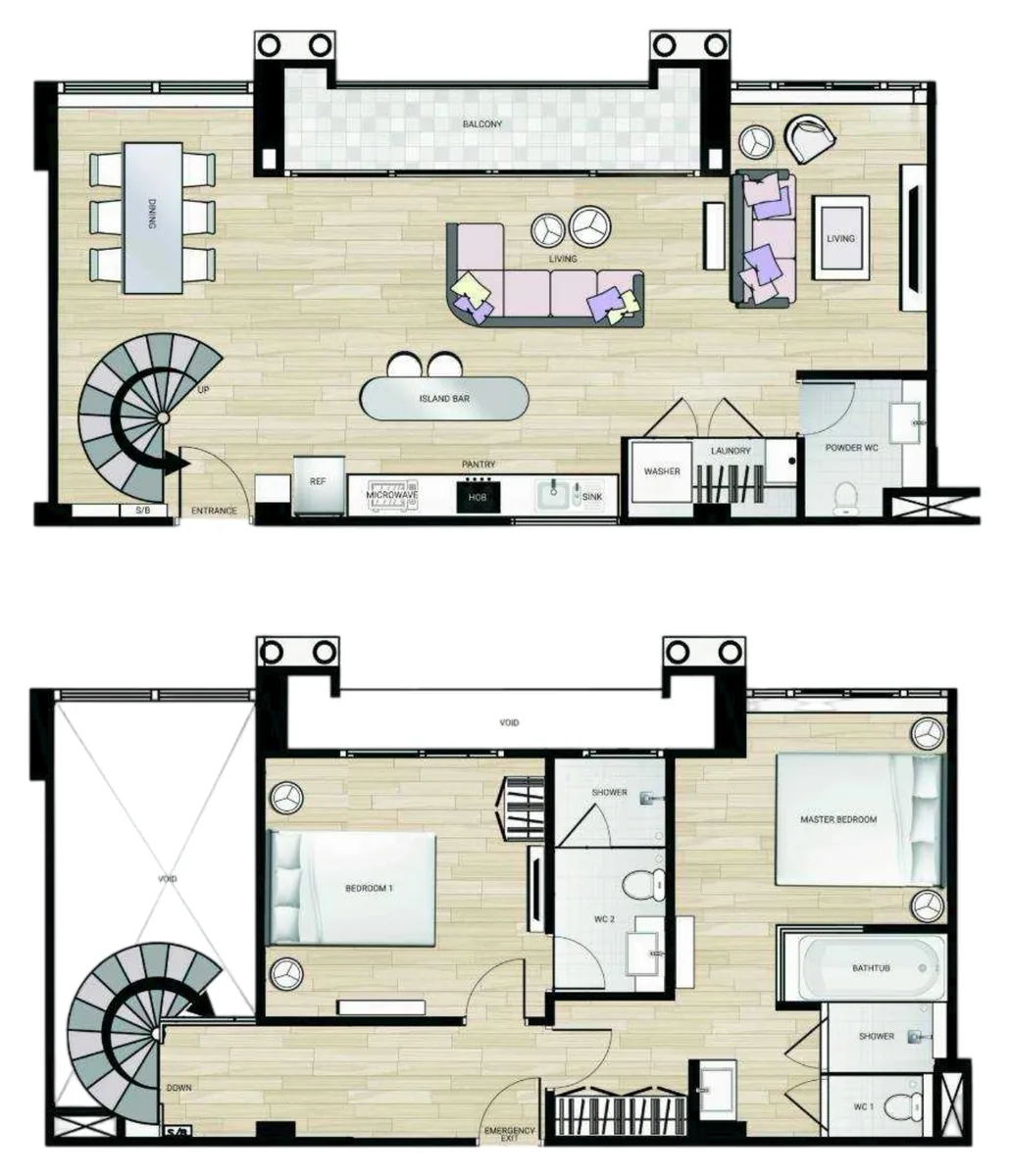 Seven Seas Le Carnival duplex penthouse 119.5 sqm floor plan