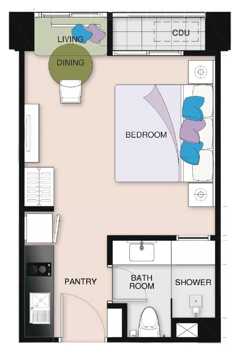 Seven Seas Le Carnival studio 26 sqm floor plan
