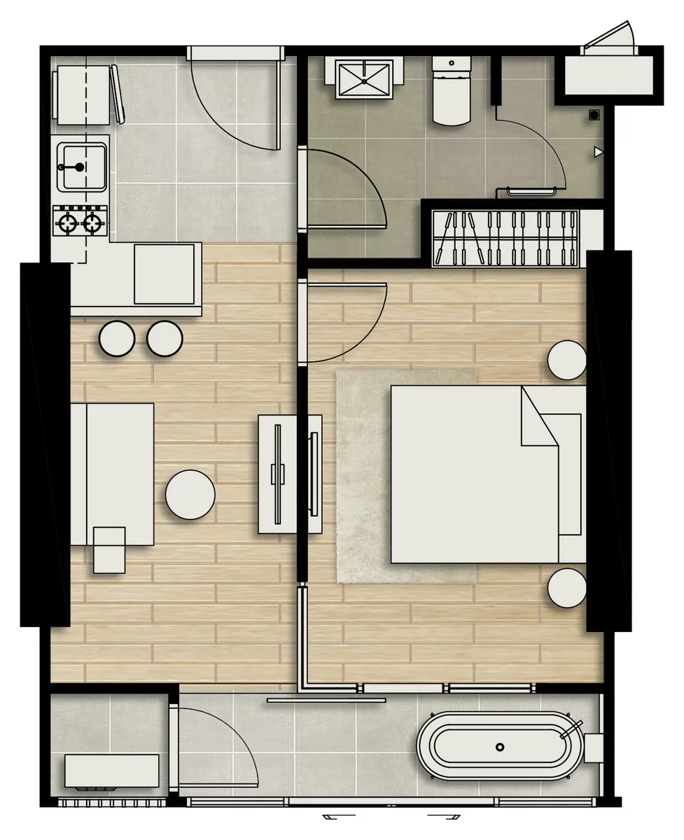 Skypark Lucean 1 bedroom 40.8 sqm floor plan