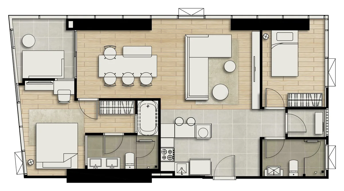 Skypark Lucean 2 bedroom 86 sqm floor plan