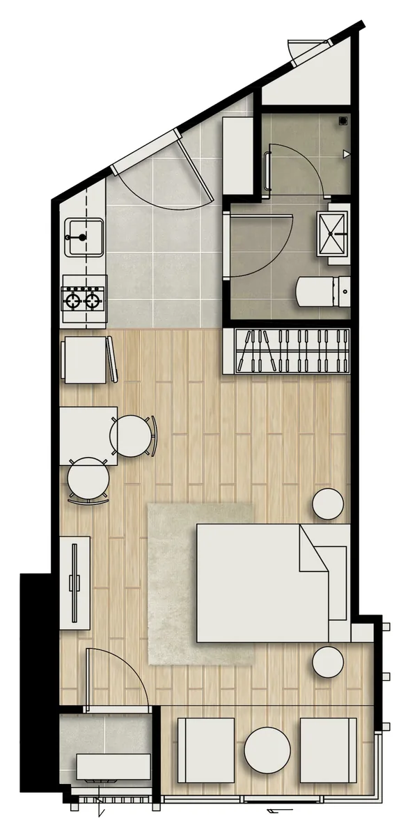 Skypark Lucean Studio 32.9 sqm floor plan