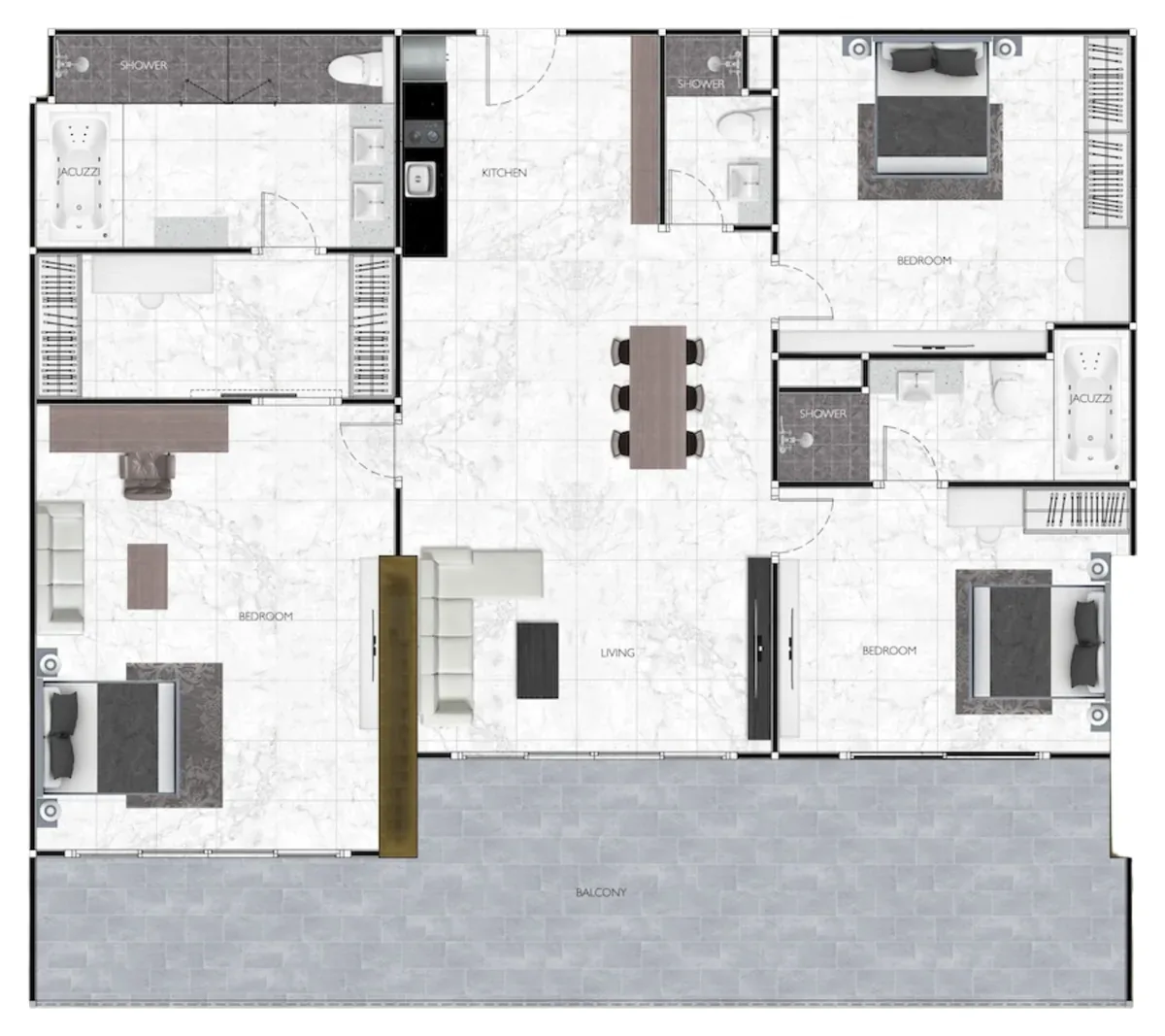 3 bedroom 180 sqm floor plan