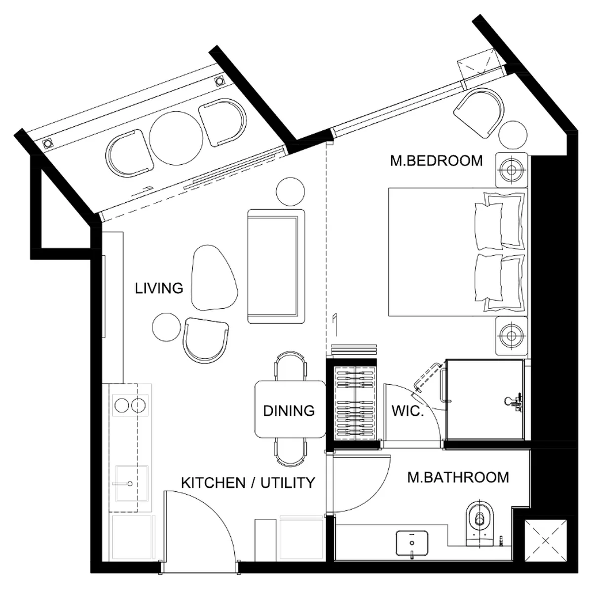 Soondri Wongamat 1 bedroom 40.5 sqm floor plan