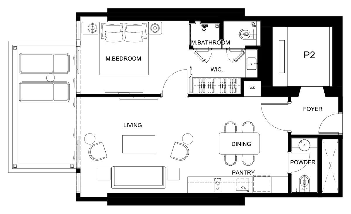 Soondri Wongamat 1 bedroom 63.7 sqm floor plan