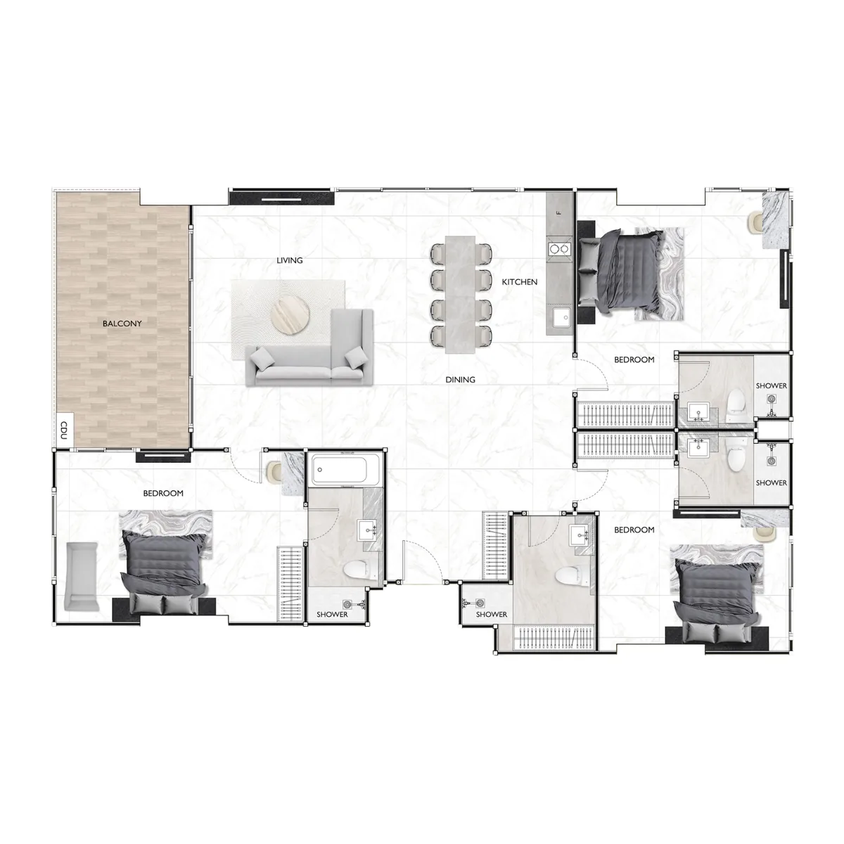 3 bedroom 160 sqm grand residence floor plan