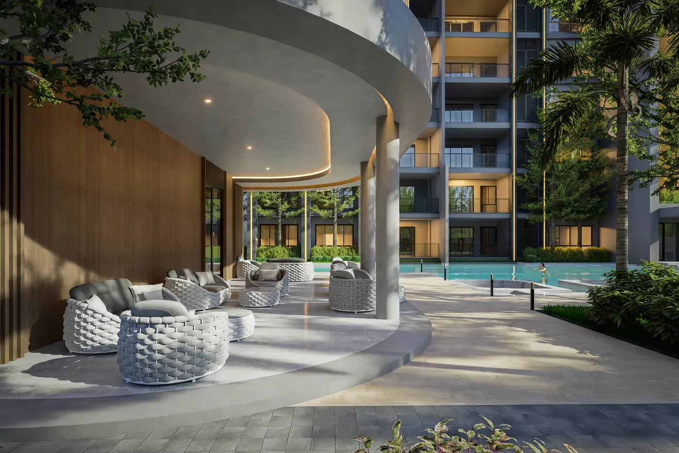 Residents lounge and terrace at Zensiri Residences